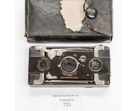 A Houghtons 'Ensignette' ensign camera, patent 1907, 28464, in case 