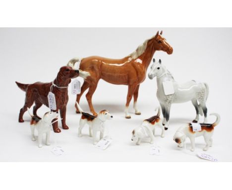 A Beswick swish tail horse, model no. 1182, first version palomino gloss; together with a Beswick Welsh Mountain pony, model 