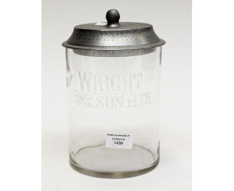 A vintage Wright and Sons advertising biscuit jar