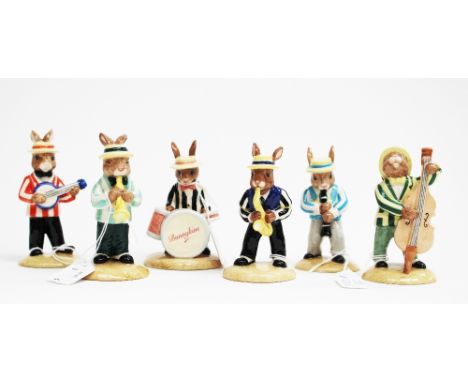 Bunnykins limited edition Jazz Band Collection 'Drummer', 'Banjo', 'Trumpet', 'Saxophone', 'Clarinet' and 'Double Bass' (6) 