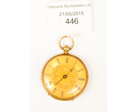 A ladies yellow metal, enamel and diamond pocket watch 