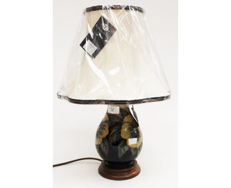 A contemporary Moorcroft lamp and shade, Golden Pansy L7/7 style