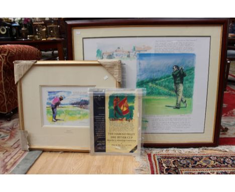 A Ryder Cup 1993 poster from the Belfry, signed by Harold Riley, 12-93 (December 1993) with a frame print Ryder Cup 1991 sign