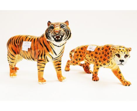 A Beswick Tiger model no. 2096, gloss; together with a Beswick Leopard model no. 1082, gloss (2) 