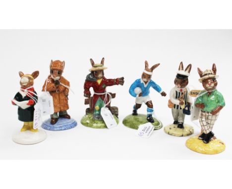 Bunnykins, Tourist Bunnykins, Royal Doulton restriction - trial model, 'Rugby Player', 'Detective', 'Milkman', 'Carol Singer'