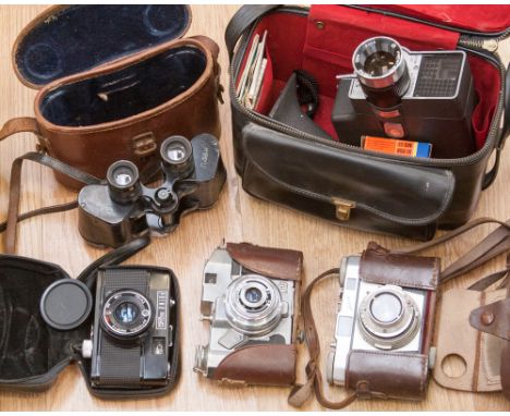 Wray Magnium 8 v 30 binoculars, cased, Iloca 35 mm camera, cased, etc 