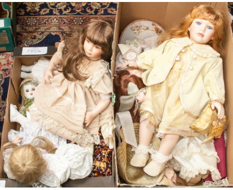 A quantity of modern bisque head dolls, Knightsbridge collection, etc 