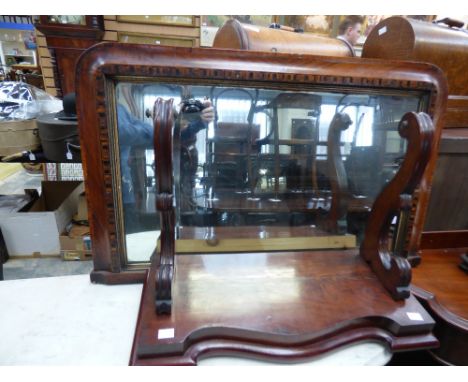 A 19th Century mahogany over-mantle mirror together with a converted wall shelf (2)