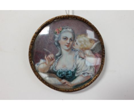 An oval portrait miniature on ivory 