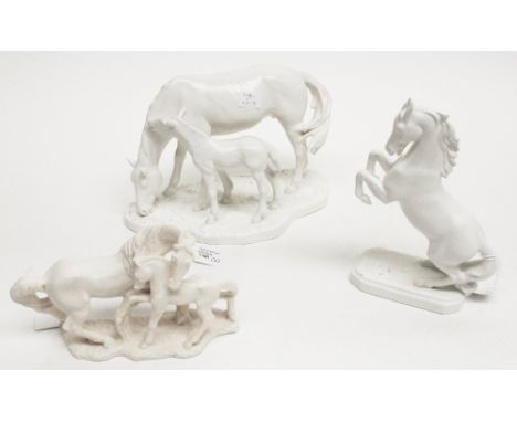A Goebel Mother and Foal group. (A/F) a Goebel Rearing horse matt white and an Italian Mother and Foal group. (3)