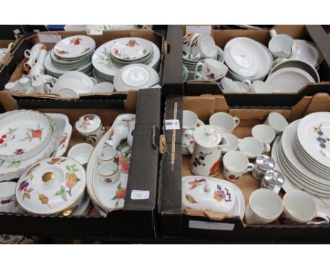 Four boxes of Royal Worcester "Evesham" and other patterns, oven to tableware, including plates, dishes, cups, saucers, etc