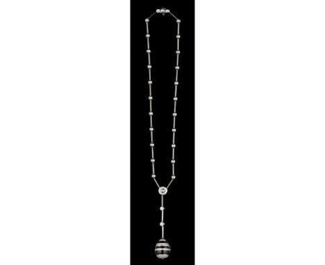 A CHANEL necklaceGold 750/000Centre with black enamel elements and set with 189 brilliant cut diamonds totalling 2,25 ct.20th