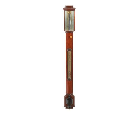 A stick barometer and thermometerMahogany and other woodsMercury thermometerFace marked "J J B L M LISBON R. N. DESTERRO 16 A