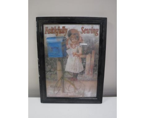 A framed advertising framed print - Faithfully Sewing 