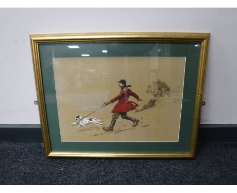Six framed prints, depicting hunting scenes 
