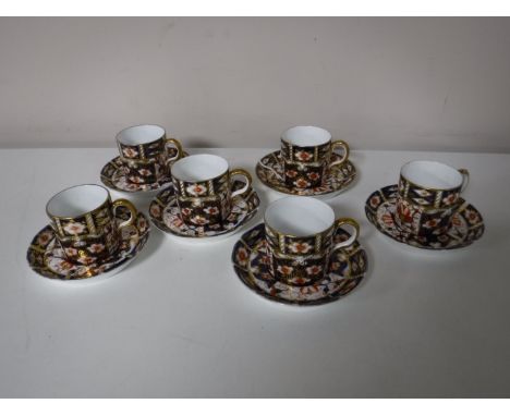 Six Royal Crown Derby Imari coffee cans with saucers, pattern 2451 (12)