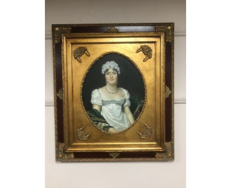 Twentieth century school : Portrait of a Lady With an Emerald Necklace, oil on canvas, 38cm x 47cm, framed 