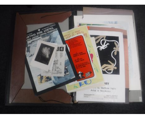 A folio containing an interesting archive of 20'th Century exhibition posters, drawings, prints and artwork by and relating t