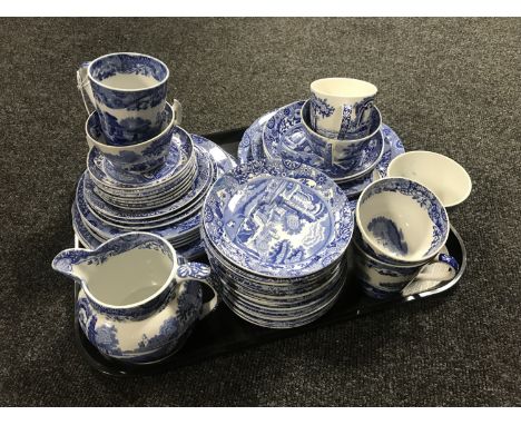 A tray of forty-nine pieces of Copeland Spode tea china 