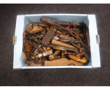 A box of vintage and later hand tools and joinery tools 