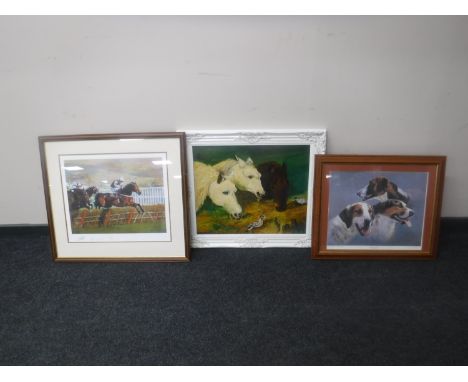 A signed limited edition print - Ready, Willing and Able by Judy Kent Pyrh, number 74 of 205, a signed framed horse racing pr