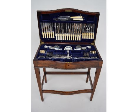 An extensive table service of flatware, reeded Old English pattern by Edward Viner of Sheffield, 1930s, for twelve place sett