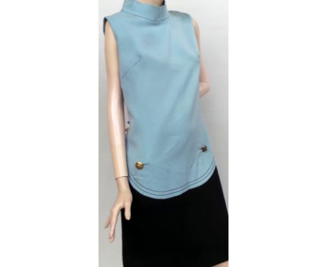 A 'Mary Quant' mid Sixties grey-blue and black shift dress made for the Ginger group. Garment is 100% worsted and features tw
