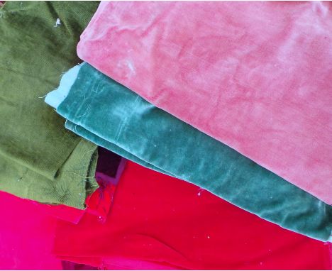 A large lot of vintage velvet remnants in a variety of colours. (Qty)