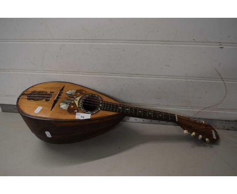 Vintage mother of pearl inlaid mandolin labelled to the interior H Globo