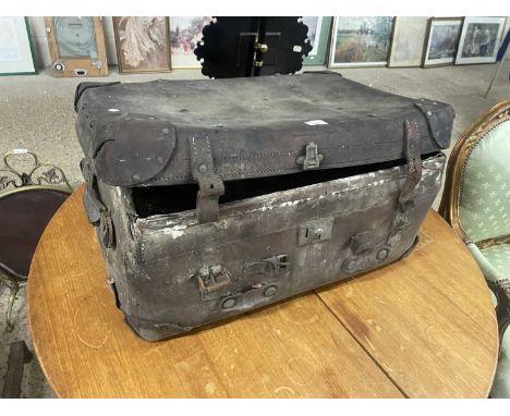 A vintage leather suitcase, 70cm wide
