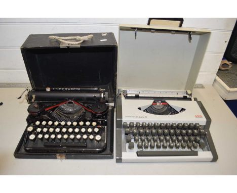 Vintage AEG Olympia portable typewriter together with a vintage Underwood portable typewriter