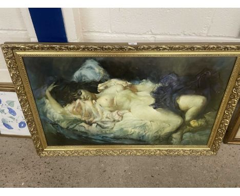 Oleograph print of a nude, gilt framed