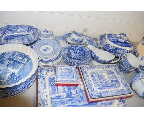 Mixed Lot: Various blue and white table wares to include a good range of Copeland Spode blue Italian plus Spode Geranium patt