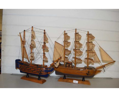 Two model ships HMS Bounty and Trusty