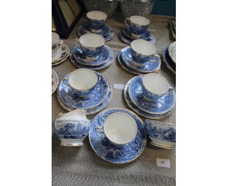 A Royal Sutherland blue &amp; white tea service 