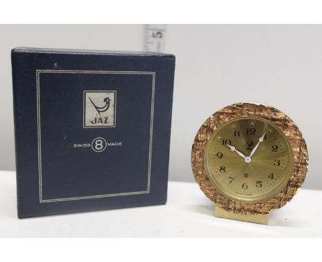 A boxed 1970's Jaz Swiss made alarm clock 