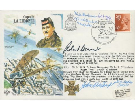 RAF WW2 Multi signed Captain J A Liddell personal FDC. Signatures from John Keatings, Roland Beamont and Michael Anderson. Po