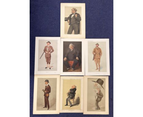 Vanity Fair print collection of 7 Prints. Titles include Our First Novelist Subject George Meredith Dated 24/09/1896, Billy S
