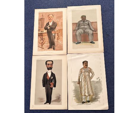 Vanity Fair print collection of 4 prints. Titles include The Gaekwar Dated 3/1/1901, M Carnot Dated 21/9/1889, The French Rep