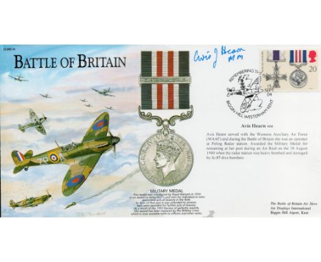 Avis Hearn MM Signed Battle of Britain First Day Cover with British Stamp and 15th Sept 04 Postmark. Good condition. All auto
