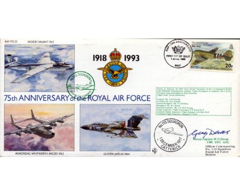 WW2 Grp Cptn WG Devas CBE DFC AFC Signed 75th Anniversary of the Royal Air Force Flown FDC. Flown in a Andover X5 603. 264 of