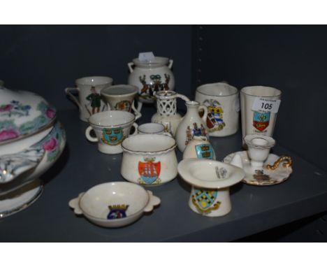 A selection of tourist keepsake crested wares including Carlton ware and Goss