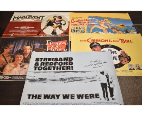 Five genuine vintage film quad posters of musical and comedy interest including Barbara Streisand and Privates on parade