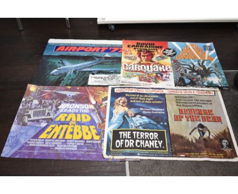 Four genuine vintage film quad posters of cult and horror interest including Revenge of the Dead and Carquake
