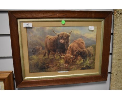 a vintage print of highland cattle titled the Chieftain