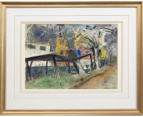 * ROBERT HENDERSON BLYTH (BRITISH 1919 - 1970), UNTITLED  mixed media on paper, signed mounted, framed and under glass  image
