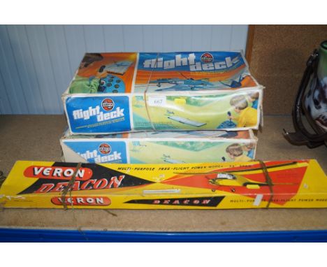 Two Airfix flight deck models, unknown if complete and a model aircraft