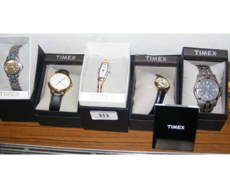 Five assorted Timex ladies and gents wrist watches (new in original boxes)
