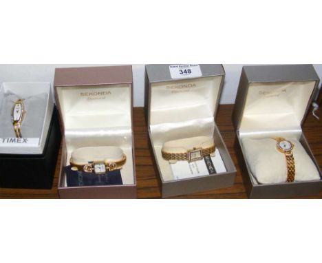 Three Sekonda and one Timex ladies wrist watch (new in original boxes)