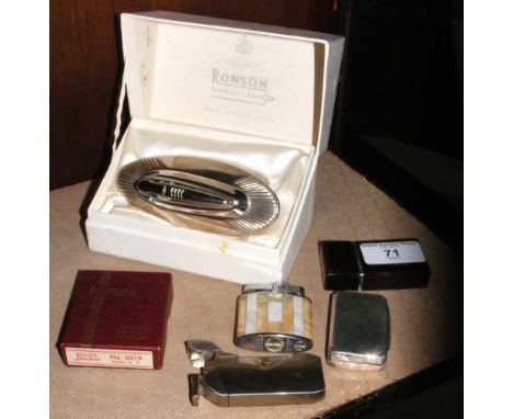 Georgian silver plated snuff box, together with boxed Ronson lighter, etc.